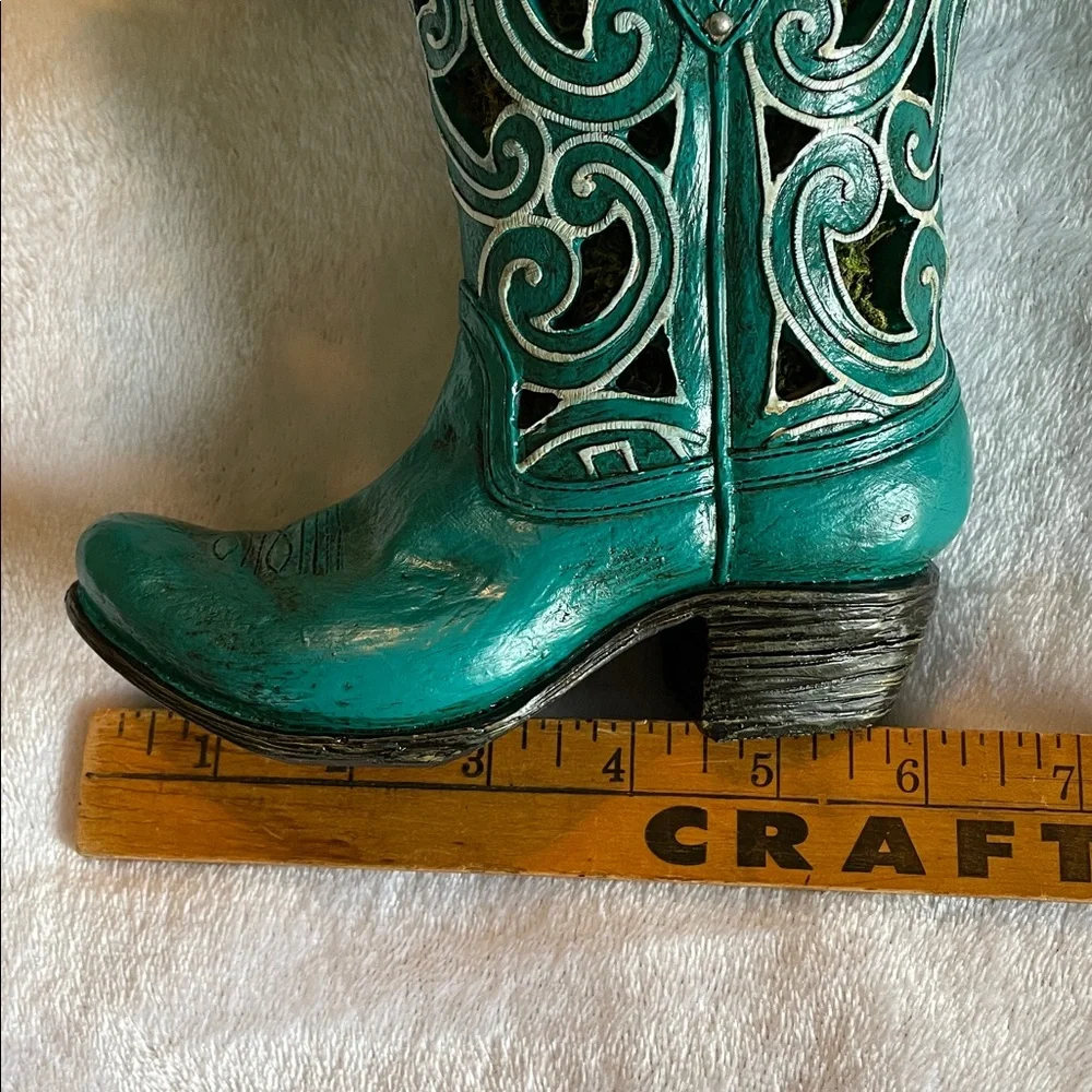 Sweet Silk Arrangement in a Turquoise Boot-Home or Office Decor